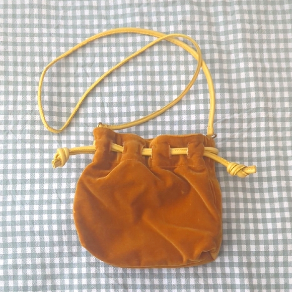 Clare V Petit Henri Crossbody Bag Mustard Velvet - Picture 1 of 4